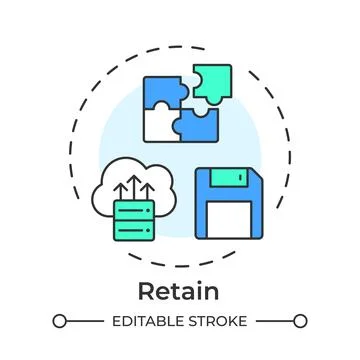 Retain flat linear concept icon Stock Illustration