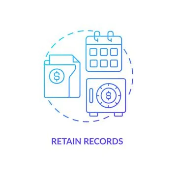Retain records blue gradient concept icon Illustrazione stock