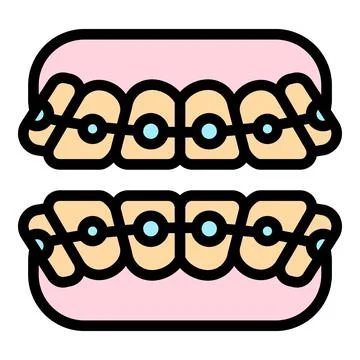 Retainer teeth braces icon color outline vector Stock Illustration