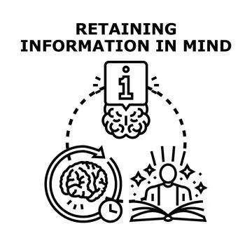 Retaining information in mind vector illustration concept Illustrazione stock