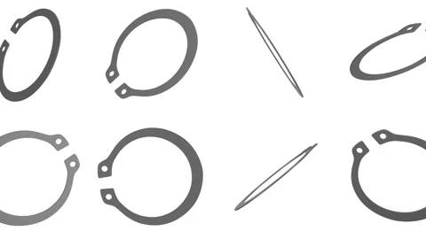 Retaining Rings Falling on a White Background. Snap Ring 3D Animation. Circlip. Video stock 309753551