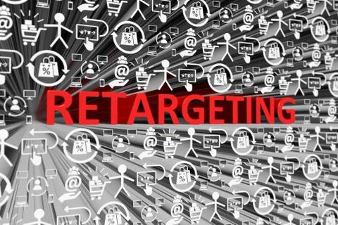 RETARGETING concept blurred background 3d render illustration Stock Illustration