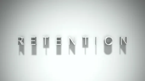Retention 3D title animation with shadows on a white background Stockbeeldmateriaal 296504959