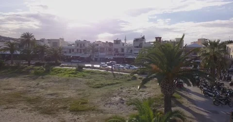 Rethymno aerial view the camera moves down Stock Footage 161228765