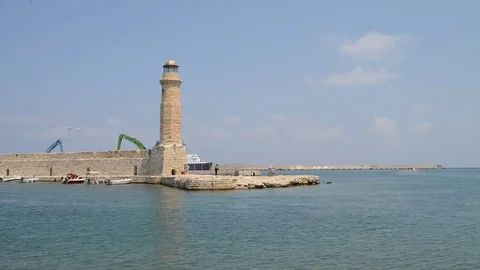 Rethymno lighthouse landmark Stock Footage 72170708