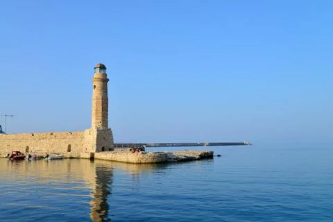 Rethymno lighthouse landmark Stock Photos