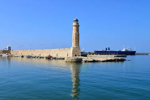 Rethymno lighthouse landmark Stock Photos