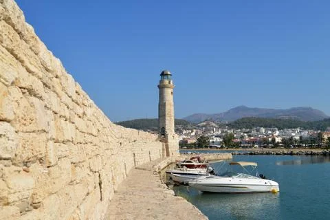 Rethymno lighthouse landmark Stock Photos