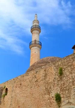 Rethymno Mosque Neratzes tower Stock Photos