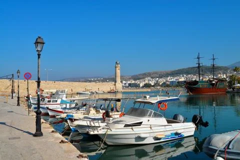 Rethymnon old marina Stock Photos