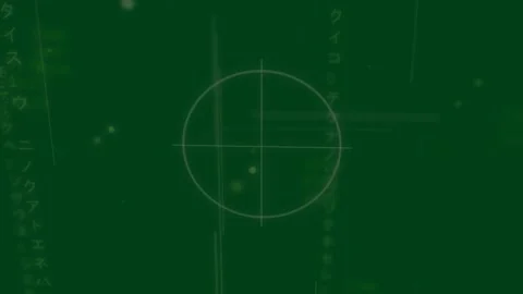Reticle appearing center activating code bars moving blips drifting showing scan Stock Footage 329532101