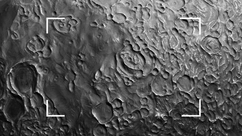 The reticle of a camera gazes upon the lunar surface. Stock Footage 110344803