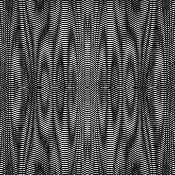 Reticulate seamless linear texture with ornate moire effect illusion. Stock Illustration