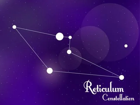 Reticulum constellation. Starry night sky. Cluster of stars, galaxy. Deep spa Stock Illustration