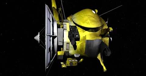 Retimed, matrix-style flyby of Cassini spacecraft on way to Jupiter. Stock Footage 57312694