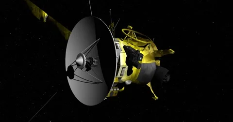 Retimed, matrix style flyby of Cassini spacecraft on way to Saturn Stock-Footage 57541566