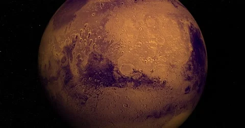 Retimed "matrix" style flyby of Mars at 0 degrees longitude Stock Footage 53313352