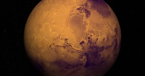 Retimed "matrix" style flyby of Mars at 270 degrees longitude Stock Footage 53317422