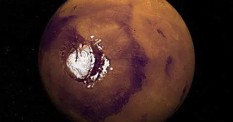 Retimed "matrix" style flyby of Mars North Pole Stock Footage 53320575