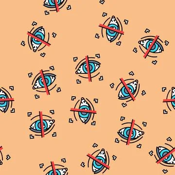 Retina scan biometric vector seamless pattern Illustrazione stock