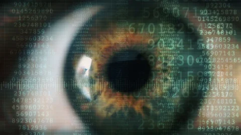 Retina Scan Glitch Source Code Loop Stock Footage 129670018