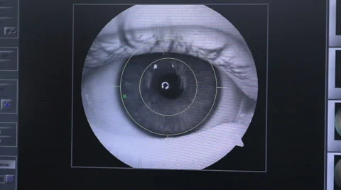 Retina security scanning. Eye, cornea checking for access to restricted area Video stock 68443245