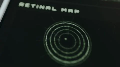 Retinal Map tool analyzing the topography of the retina of left and right eyes Stockbeeldmateriaal 332891970