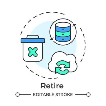 Retire flat linear concept icon Stock Illustration