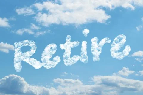 Retire word on cloud Illustrazione stock