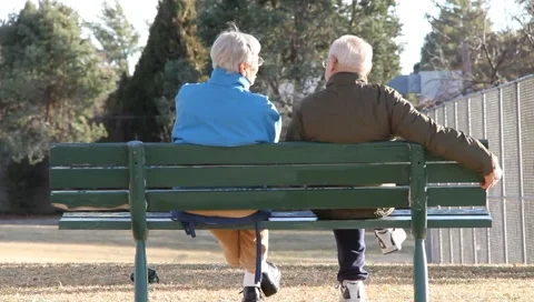 Retired Couple in Park Stock Footage 1085895