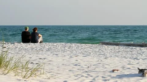 Retired Couple Sitting At Beach Stock Footage 10876956
