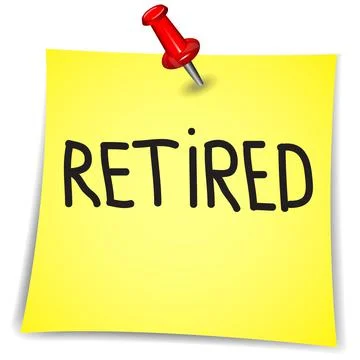 Retired on a Note Paper with pin on white Stock Illustration