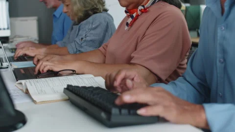 Retired People Attending Computer Class Stock Footage 263699231