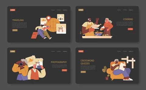 Retirees' Activities set. Illustrazione stock