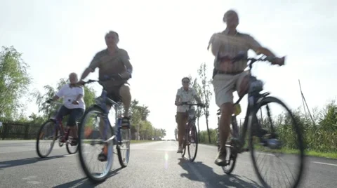 Retirees biking Stock Footage 12134625