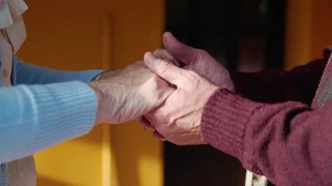 Retirees in harmony hold hands Vídeo Stock 295221621