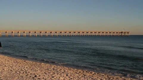 Retirees Walk Up Beach Stock Footage 21277601