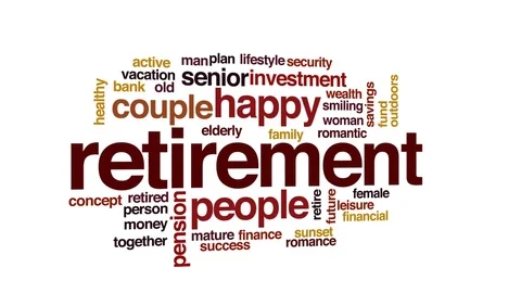 Retirement animated word cloud, text design animation. Stock Footage 71942225