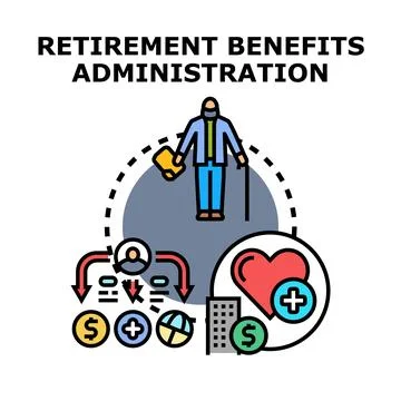 Retirement benefits administration process for elder people Stock Illustration