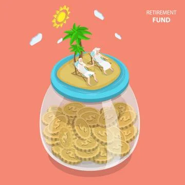 Retirement fund flat isometric vector concept. Stock Illustration