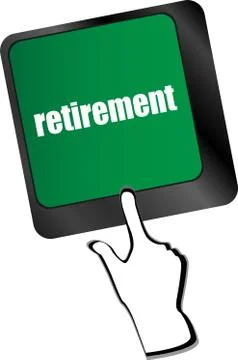 Retirement for investment concept with a button on computer keyboard Illustrazione stock