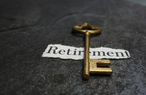 Retirement message and key Stock Photos