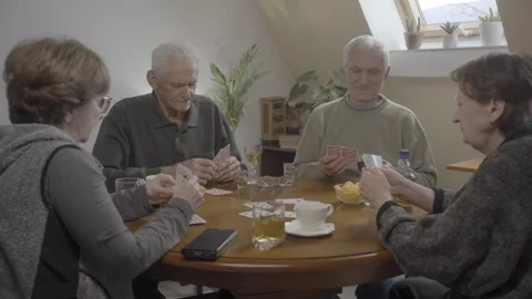 Retirement old friends having fun while playing board games Stock Footage 333069859