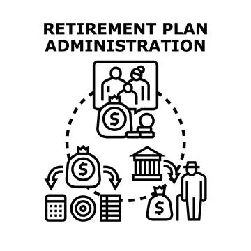 Retirement plan administration managing financial security and future savings Stock Illustration
