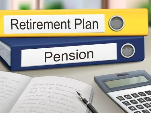 Retirement plan and pension binders Stock Illustration