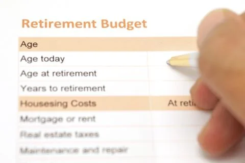 Retirement plan document with pen Foto stock