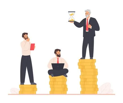 Retirement saving balance between time and money Illustration
