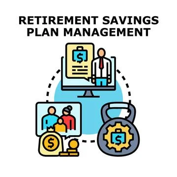 Retirement savings plan management concept with financial planning Stock Illustration