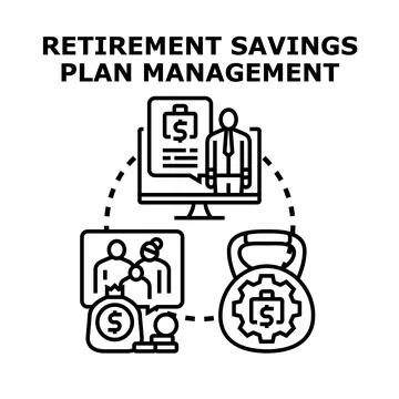 Retirement savings plan management concept with financial planning Stock Illustration