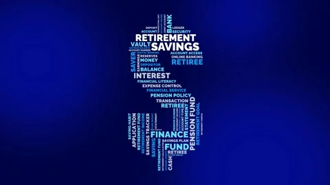 Retirement Savings Word Cloud Animation for Pension Fund Management Financi.. Stock Footage 341552009
